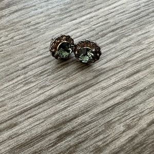 🔥3 for $5 Gray and Green Rhinestone Post Earrings